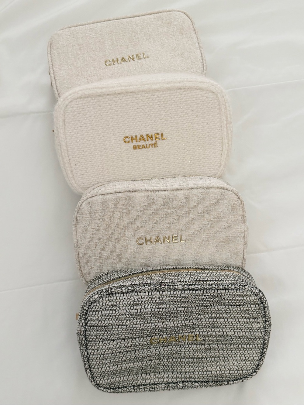 LIKE NEW  Chanel Beauty Cosmetic Pouches, Set of 4 Combined from Previous Years